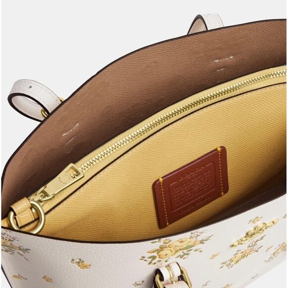 COACH CAL44 Mollie Tote Bag 25 Floral Print Double Face & Pebble Leather Chic - Picture 6 of 9